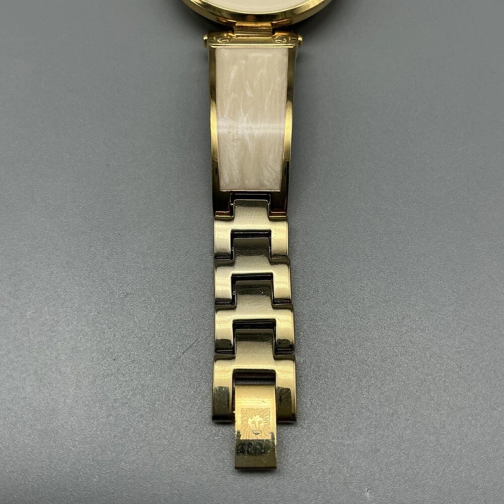 Anne Klein Womens Watch 34mm Cream Dial Gold Tone Inlay AK/2512 New Battery 6.5